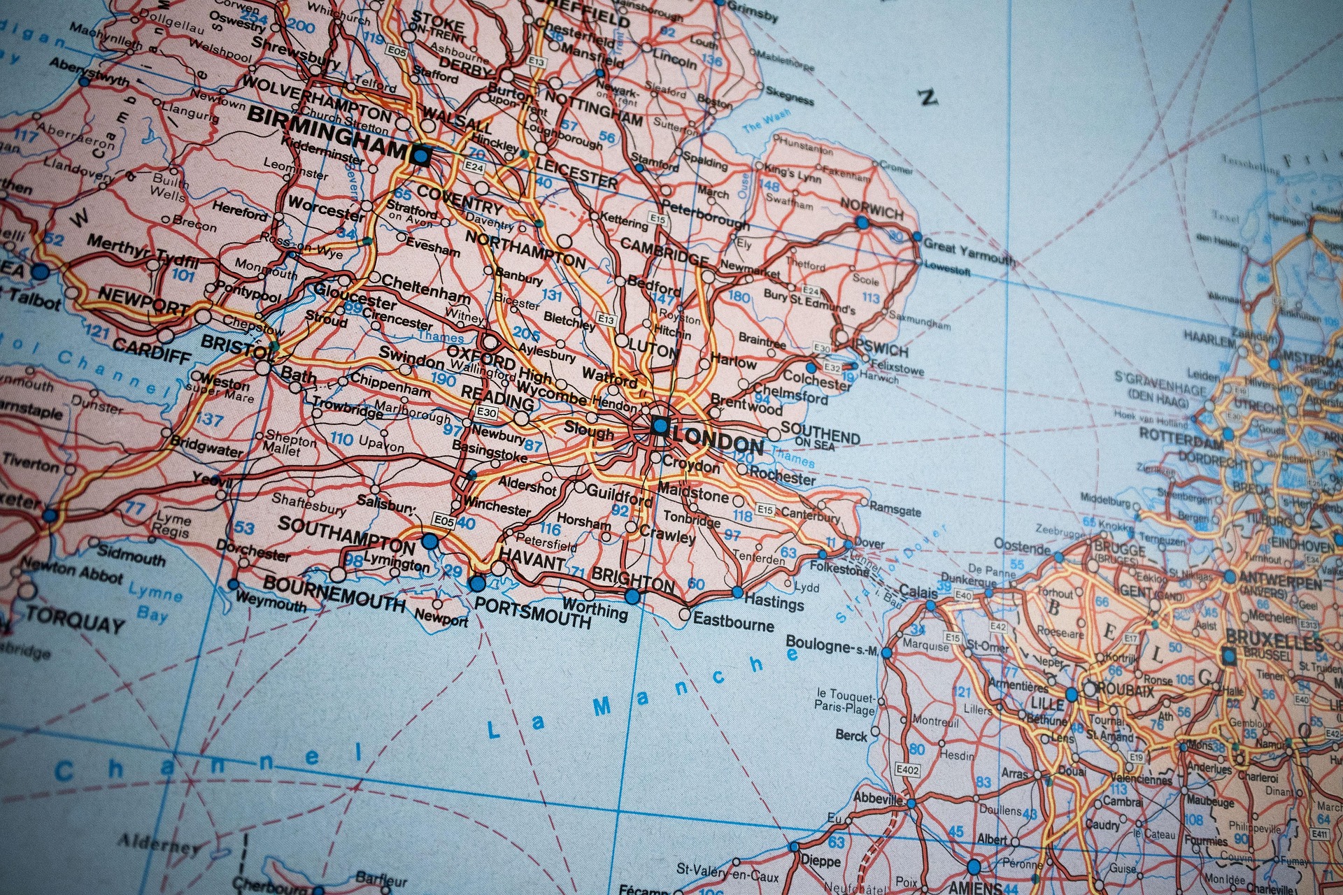 Map of UK and France.